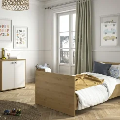 Lit bébé évolutif en lit junior Arthur imitation chêne (60 x 120 cm)