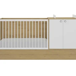 Lit bébé évolutif en lit junior Arthur imitation chêne (60 x 120 cm)