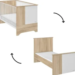 Lit bébé évolutif en lit junior Sacha chêne du bocage (70 x 140 cm)