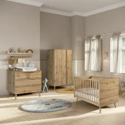 Lit bébé évolutif Martha finition chêne (140 x 70 cm)