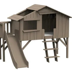 Lit cabane avec toboggan finition laquée (coloris au choix)