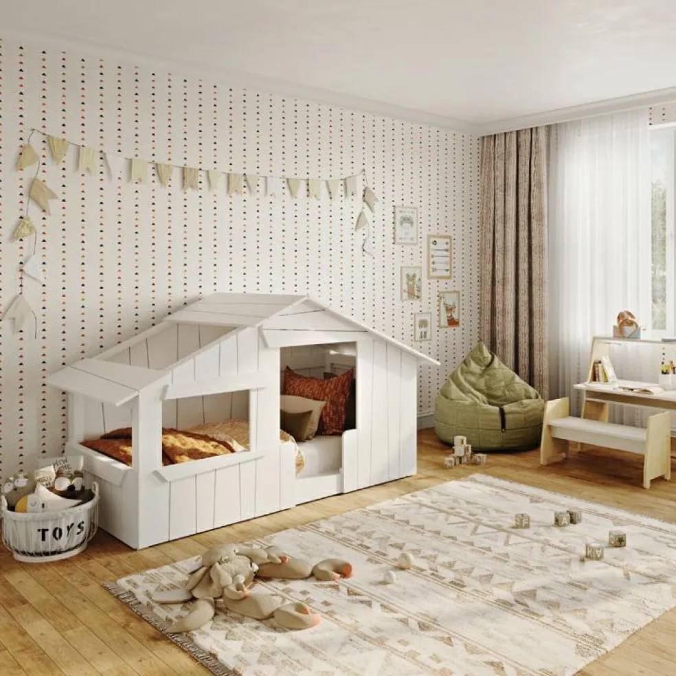 Lit cabane Montessori coloris au choix (90 x 190 cm)