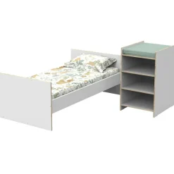 Lit combiné évolutif First Blanc et bois (60 x 120 cm)