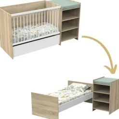 Lit combiné évolutif Up chêne doré (60 x 120 cm)