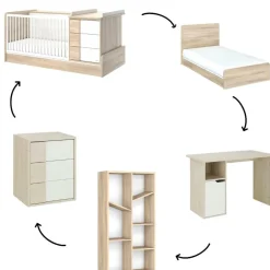 Lit compact évolutif Sacha chêne du bocage sans tiroir (70 x 140 cm)