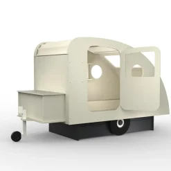 Lit enfant caravane avec coffre + timon finition laquée (coloris au choix)