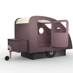 Lit enfant caravane avec coffre + timon finition laquée (coloris au choix)
