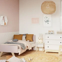 Lit junior Madavin avec pieds en bouleau coloris au choix (90 x 200 cm)