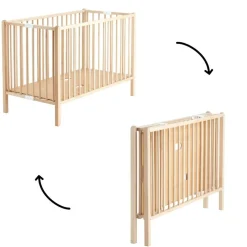 Lit pliable à barreaux Roméo naturel (120 X 60 cm)