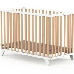 Lit pliant en bois Mayla Naturel-Blanc (60 x 120 cm)