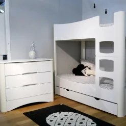 Lit superposé double Fusion blanc (90 x 200 cm)