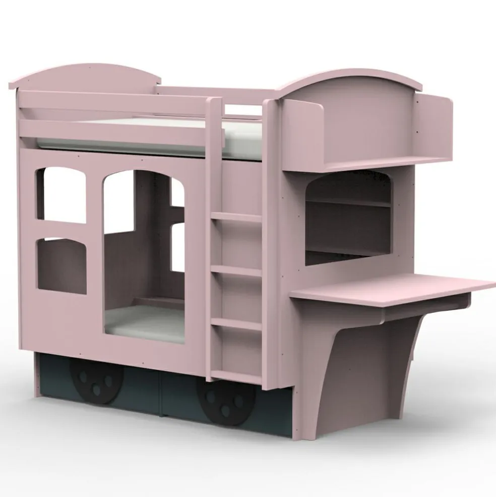 Lit superposé wagon coloris au choix (90 x 190 cm)