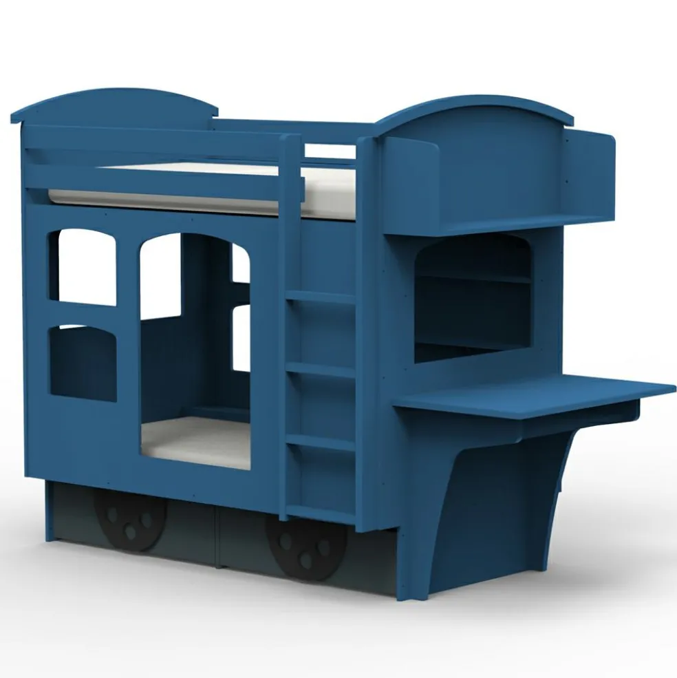 Lit superposé wagon coloris au choix (90 x 190 cm)