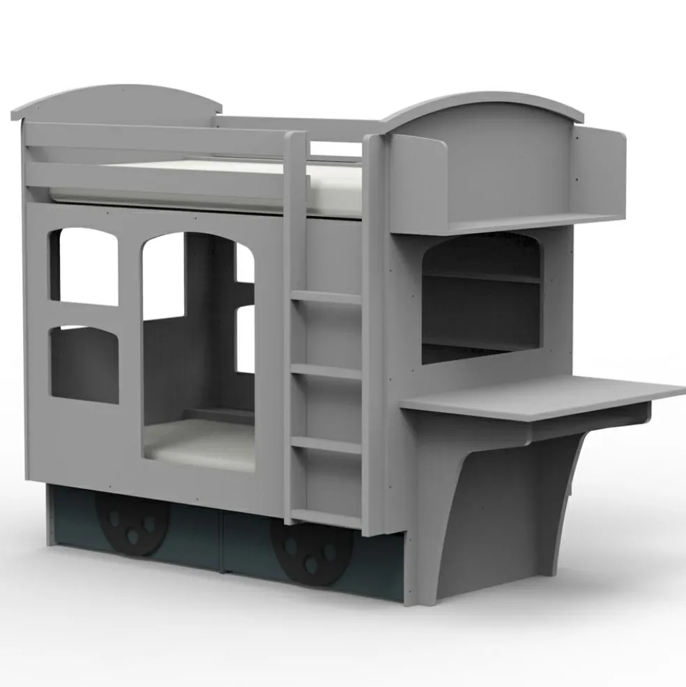 Lit superposé wagon coloris au choix (90 x 190 cm)