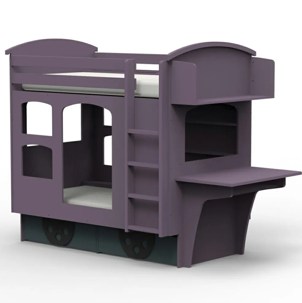 Lit superposé wagon coloris au choix (90 x 190 cm)