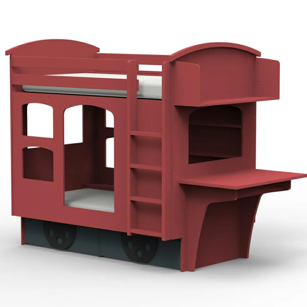 Lit superposé wagon coloris au choix (90 x 190 cm)