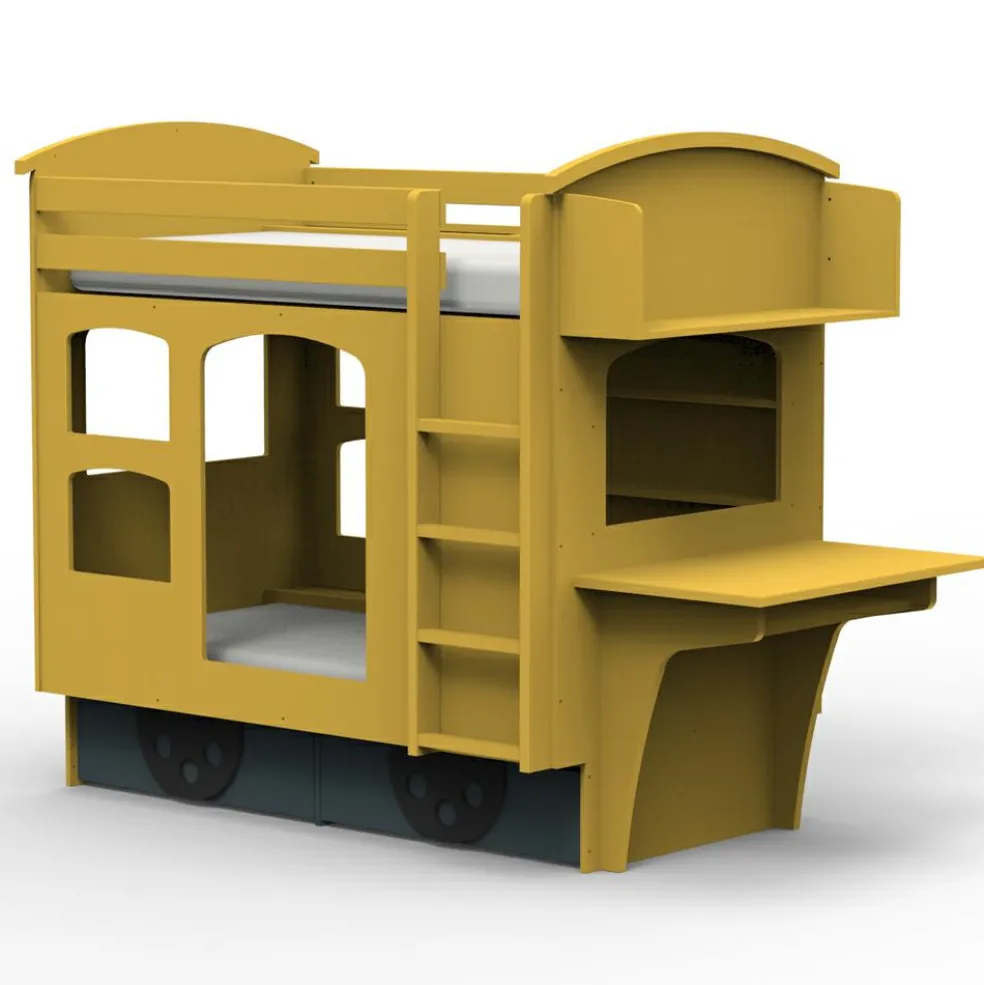 Lit superposé wagon coloris au choix (90 x 190 cm)