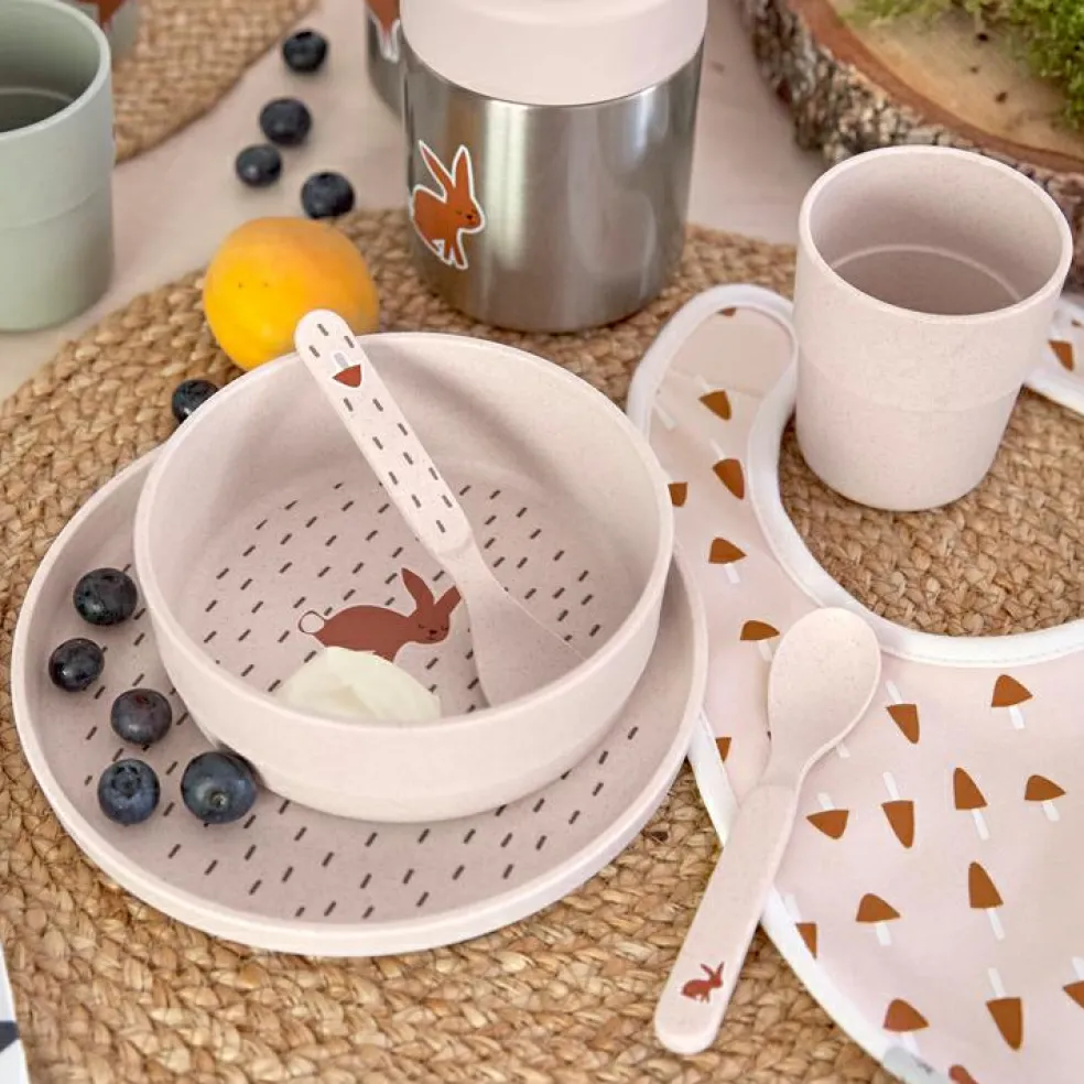 Lot 5 bavoirs en éponge coton bio Little Forest Lapin