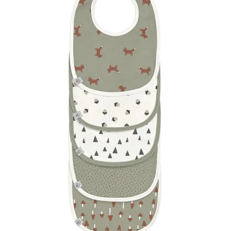 Lot 5 bavoirs en éponge coton bio Little Forest Renard