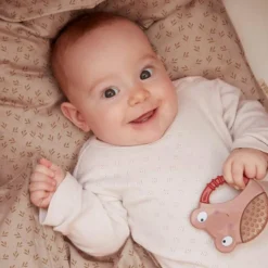 Lot de 2 anneaux de dentition animaux jaune et caramel