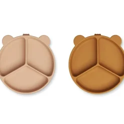 Lot de 2 assiettes à compartiments ventouse Stacy Mustard tuscany rose mix