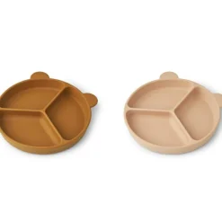 Lot de 2 assiettes à compartiments ventouse Stacy Mustard tuscany rose mix