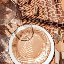 Lot de 8 assiettes en carton kraft Tropi Chic palmier