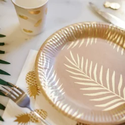 Lot de 8 assiettes en carton kraft Tropi Chic palmier