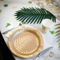 Lot de 8 assiettes en carton kraft Tropi Chic palmier
