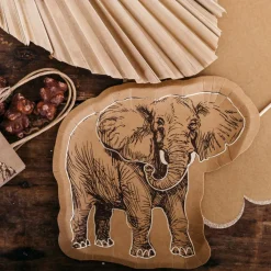 Lot de 8 assiettes Éléphant Safari Kraft