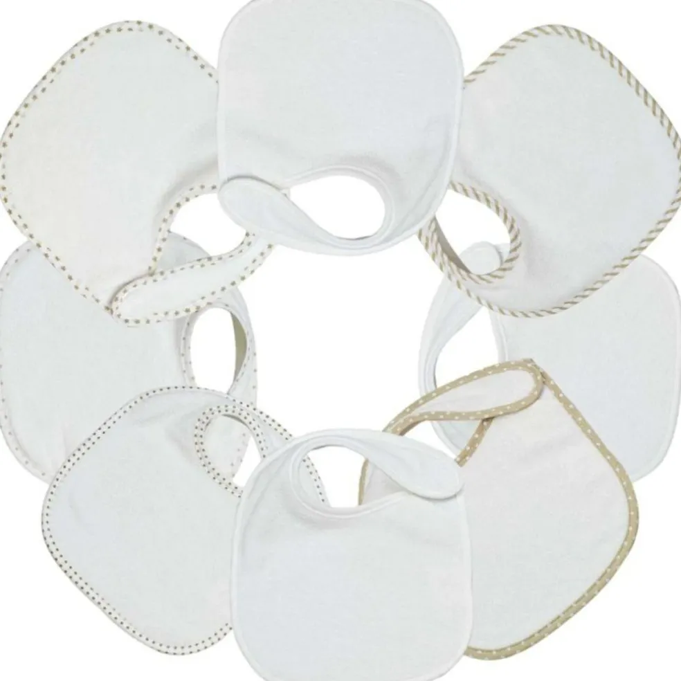 Lot de 7 bavoirs à velcro Essentiel écrus