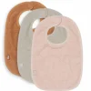 Lot de 3 bavoirs à velcro Pale pink-Nougat-Caramel