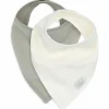 Lot de 2 bavoirs bandana gaze de coton Olive Green-Oatmeal