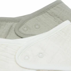 Lot de 2 bavoirs bandana gaze de coton Olive Green-Oatmeal