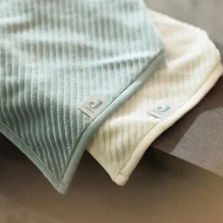 Lot de 2 bavoirs bandana Velvet Rib Sea Green-Ivory