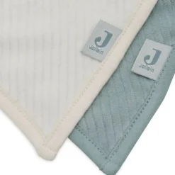 Lot de 2 bavoirs bandana Velvet Rib Sea Green-Ivory
