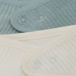 Lot de 2 bavoirs bandana Velvet Rib Sea Green-Ivory