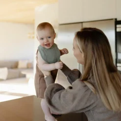 Lot de 2 bavoirs en mousseline Roman Green-Fog