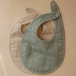 Lot de 2 bavoirs en mousseline Roman Green-Fog