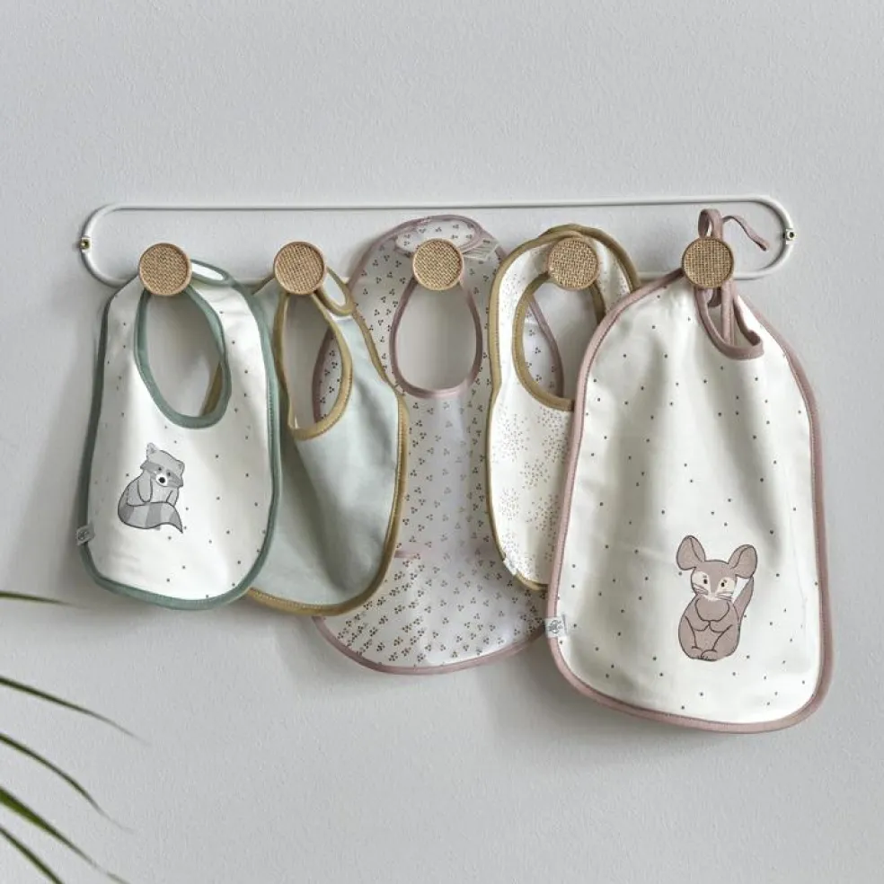 Lot de 5 bavoirs en éponge à velcro About Friends raton laveur