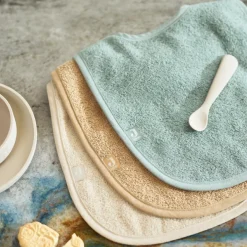Lot de 3 bavoirs en éponge Sea Green-Nougat-Biscuit
