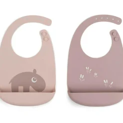 Lot de 2 bavoirs en silicone Ozzo Rose