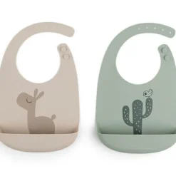 Lot de 2 bavoirs en silicone Lalee Sable et Vert