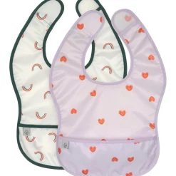 Lot de 2 bavoirs Happy Rascals Coeur lavande