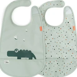 Lot de 2 bavoirs imperméables à velcro Croco vert