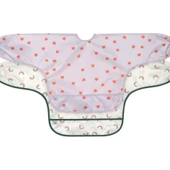 Lot de 2 bavoirs manches longues Happy Rascals Coeur lavande