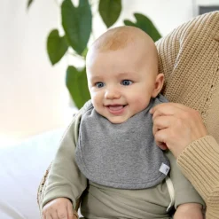 Lot de 3 bavoirs naissance gris foncé-gris clair-nature mélange