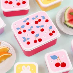 Lot de 4 boîtes à goûter Cerises