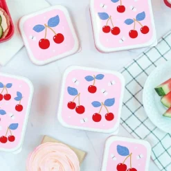 Lot de 4 boîtes à goûter Cerises