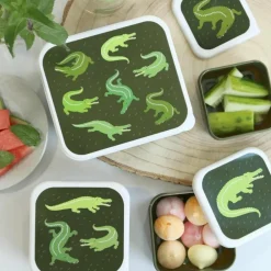 Lot de 4 boîtes à goûter Crocodiles
